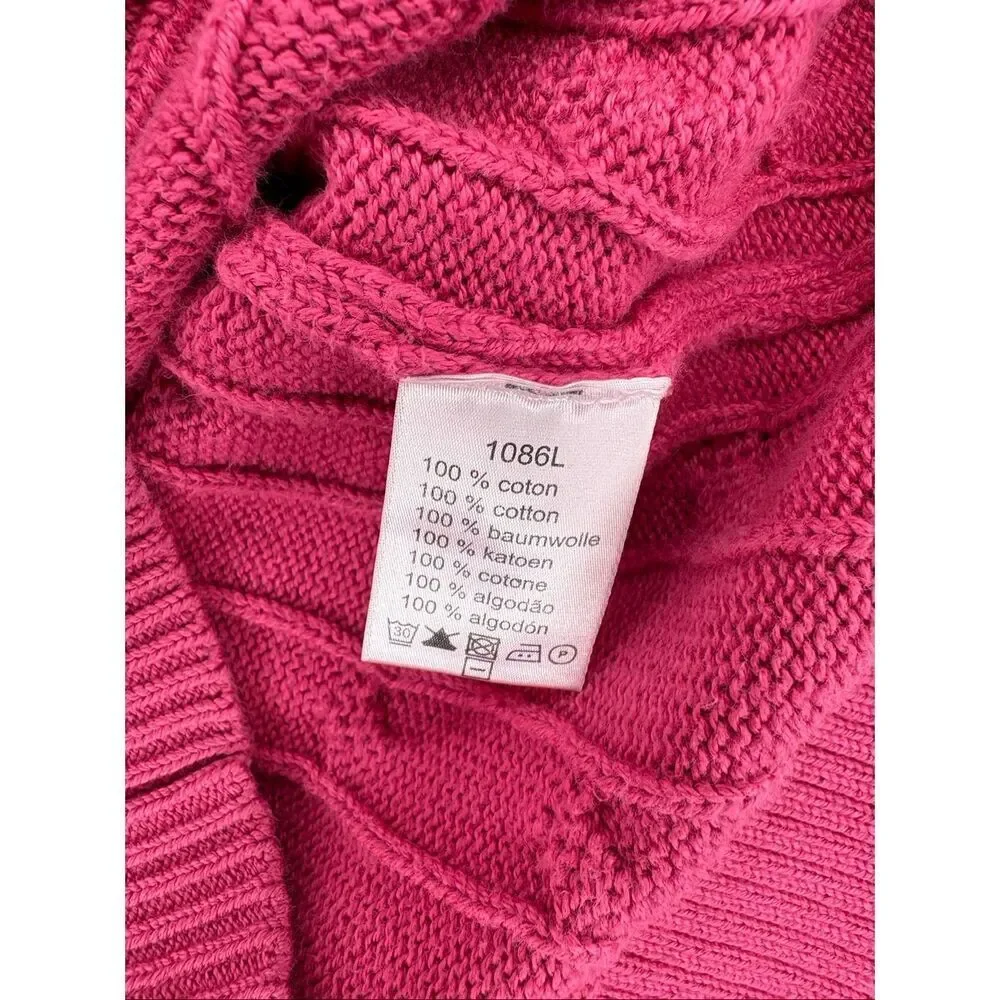 Lacoste hot pink cable knit crewneck cotton sweater - M (France size 40)